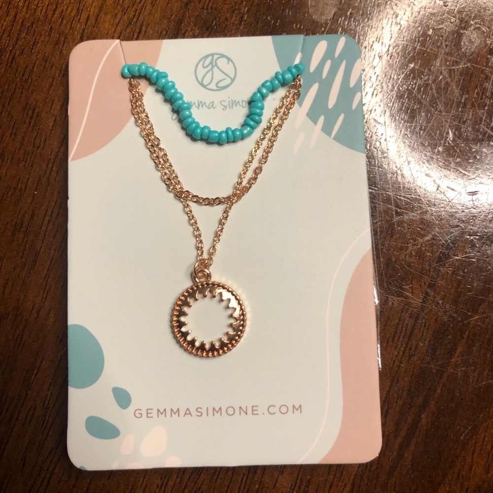 Gemma Simone Aqua Beaded Lariat Layered Necklace